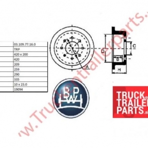 Brake drum BPW 420X200               