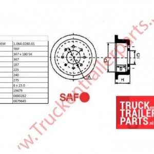 Brake drum SAF 367 x 180 SK             