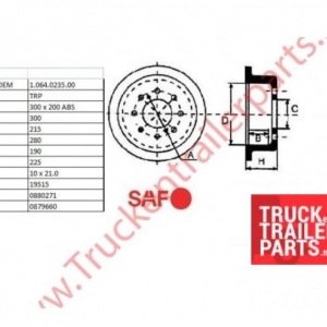 Brake drum 300 x 200 ABS            